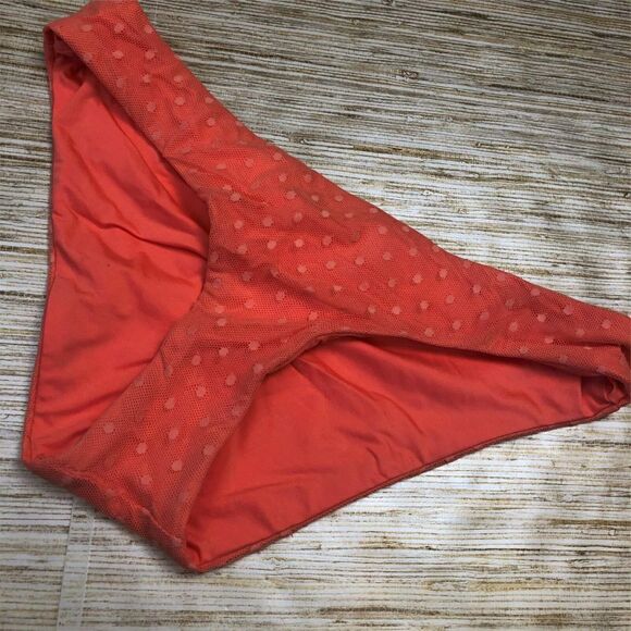 B-874 Becca Womens Bikini Swim Bottom Reversible ruched gathered CORAL sz S - Picture 1 of 2